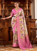 Soft Nylon Pink Party Wear Printed Saree